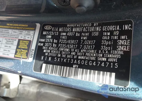 2014 Kia Sorento from USA, damaged, VIN 5XYKE3A60EG474715